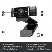 Camera web Logitech Webcam C922 Pro Stream 960-001088