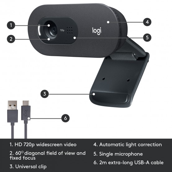Camera web Logitech C505 HD Webcam with Long Range Microphone 960-001364