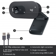 Camera web Logitech C505 HD Webcam with Long Range Microphone 960-001364