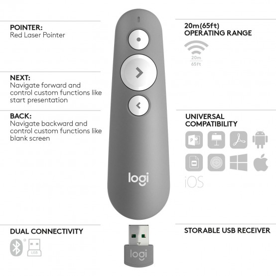Presenter Logitech R500s Laser Pointer Presentation Remote 910-006520