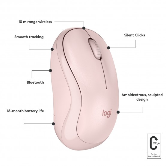 Mouse Logitech M240 Silent Bluetooth Rose 910-007121