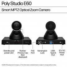 Camera web HP Poly Studio E60 Smart Camera 4K MPTZ with 12x Optical Zoom TAA 9W1A7AAAC3