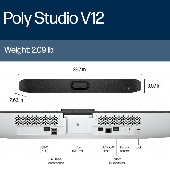 Camera web HP Poly Studio V12 USB Video Bar A9DE0AAAC3