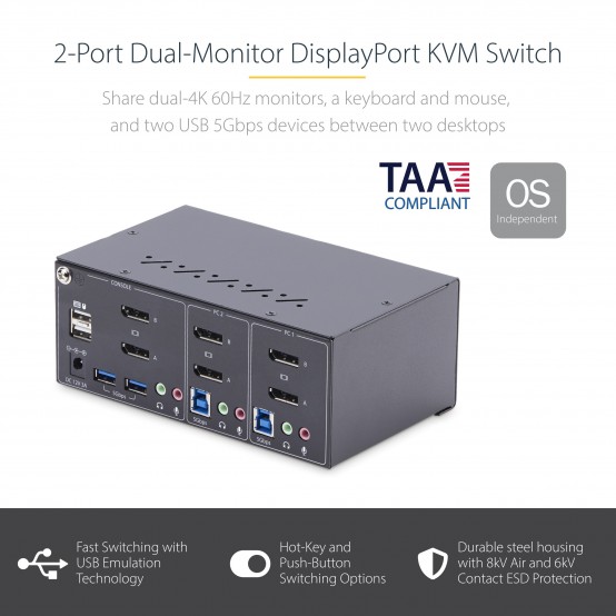 Switch KVM StarTech.com  P2DD46A2-KVM-SWITCH